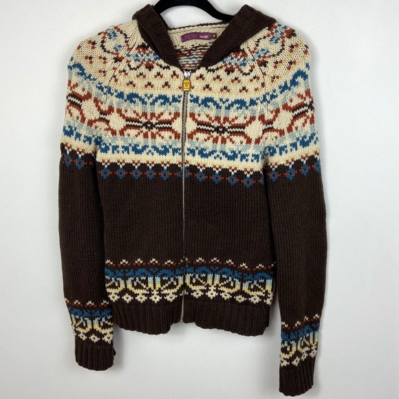 Aritzia Sweaters - Aritzia TNA Lambswool Brown Zip Up Knit Hoodie S